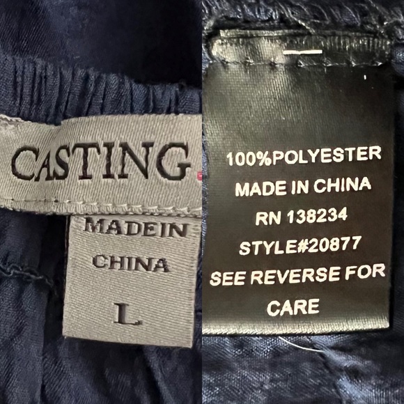 Casting |  Women’s Crochet Trim Smocked Off-The-Shoulder Top Color: Navy - Picture 15 of 17